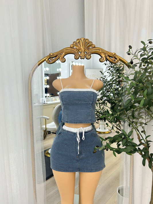 Denim Drawstring Set