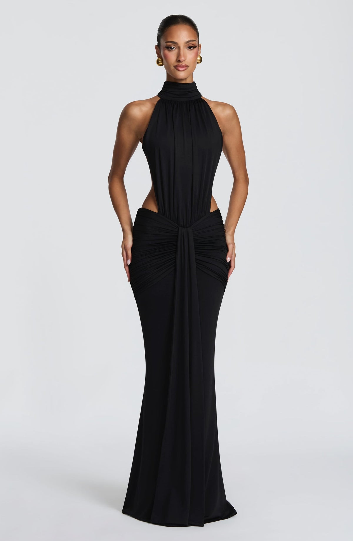 Black halter backless dress