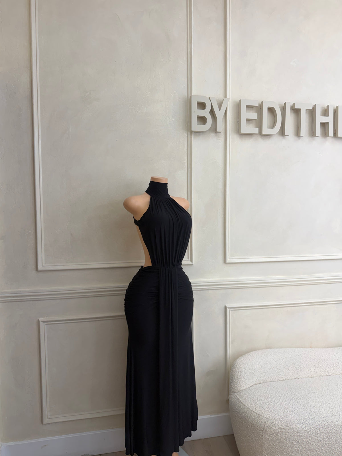 Black halter backless dress